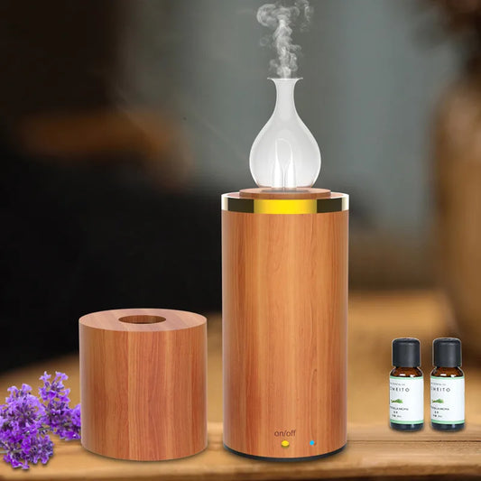 Waterless Nebulizing Essential Oil Diffuse Wooden Glass Aromatherapy Pure Essential Oils Diffuser Air Nebulizer Household