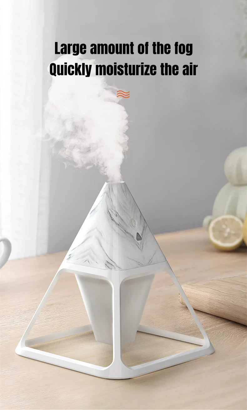 USB Wood Grain Volcano Pyramid Air Humidifier Remote Control Aromatherapy Essential Oil Diffuser with Warm Lamp Aroma Difusor