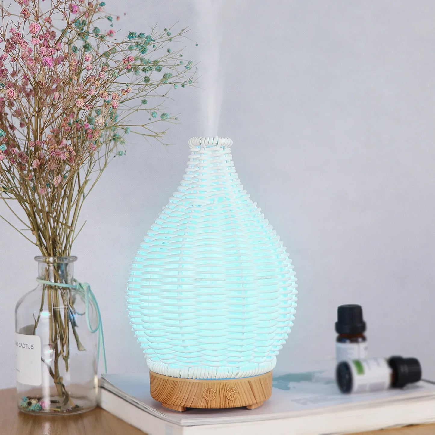 Wood Weave Mini Vase Air Humidifier USB Electronic Ultrasonic Water Fragrance Essential Oil Diffuser Home Room Fragrance