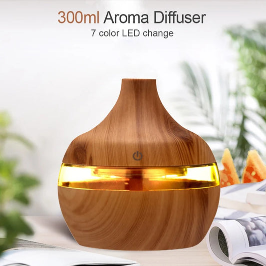 Wood Grain Air Humidifier Electric Aroma Diffuser USB Portable Desktop Home Air Humidifier Essential Aroma Oil Diffuser Atomizer