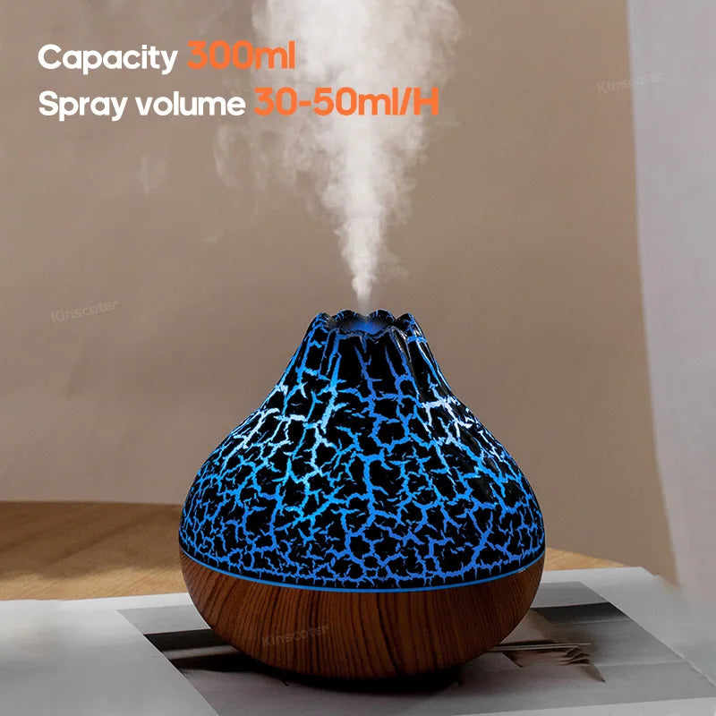 Volcano Air Humidifier 300ml Desktop USB Water Mist Diffuser Purifier Air Freshener Nebulizer with Colorful Ambient Night Light